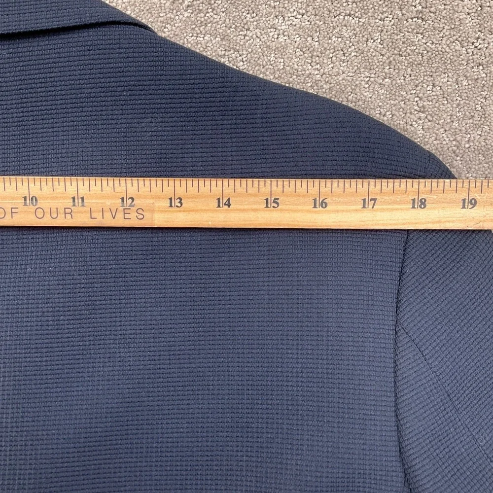 JCPenney Blazer Mens 38R Blue Gold Button Woven Poly 70s Leisure Suit Jacket VTG